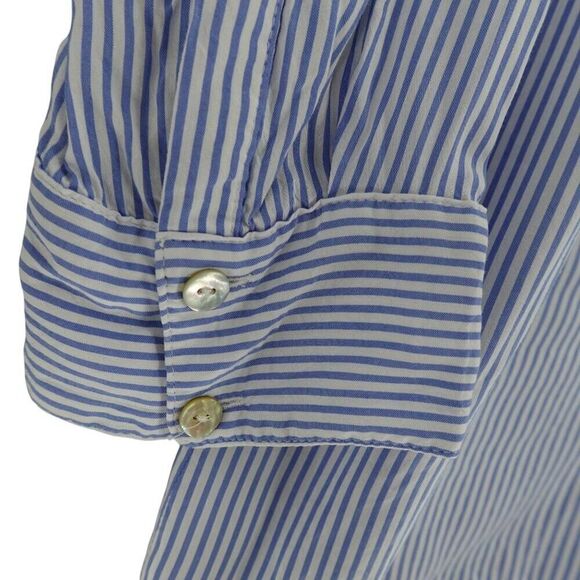 Chico's Blue Striped High-Low Long Sleeve Tunic Shirt - Picture 7 of 14